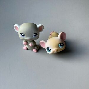 Littlest Pet Shop LPS Mice Mouse Bundle Tan Grey 2004 2005 Authentic